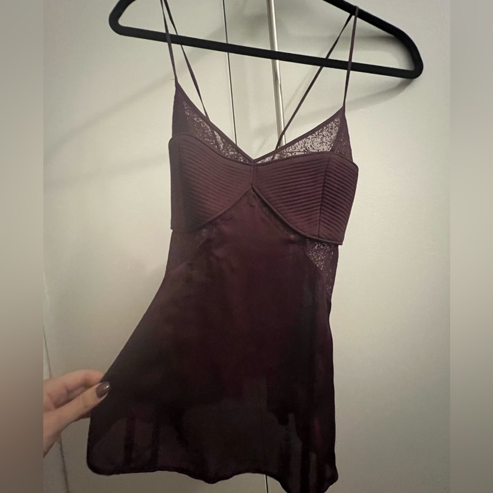Aritzia burgundy lingerie inspired tank